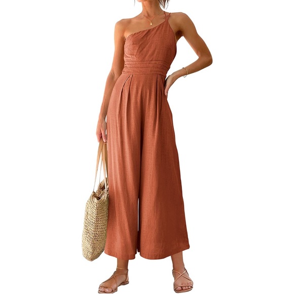 Pants - One shoulder wide leg jumpsuit